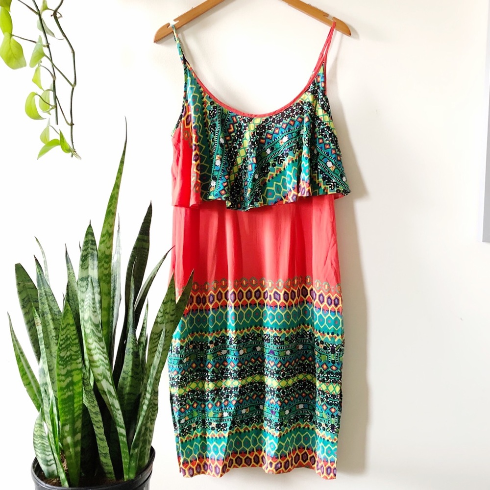Plenty by Tracy Reese orange ruffle neck dress